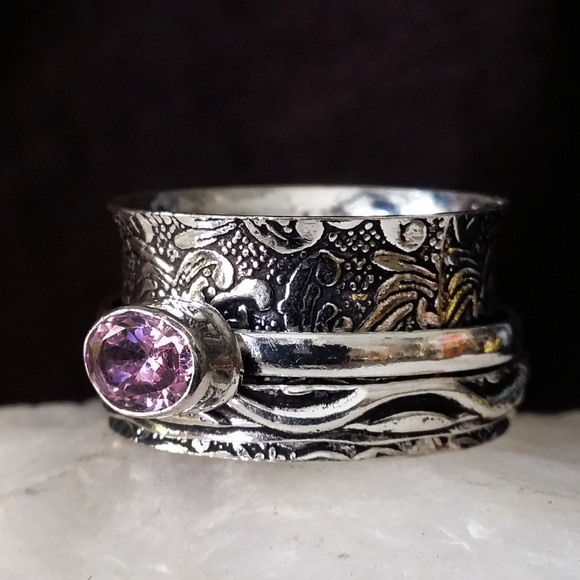 Unique Jewelry Jewelry - Designer Handmade Silver Ring Natural Kunzite